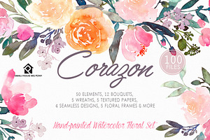 Corazon - Watercolor Floral Set