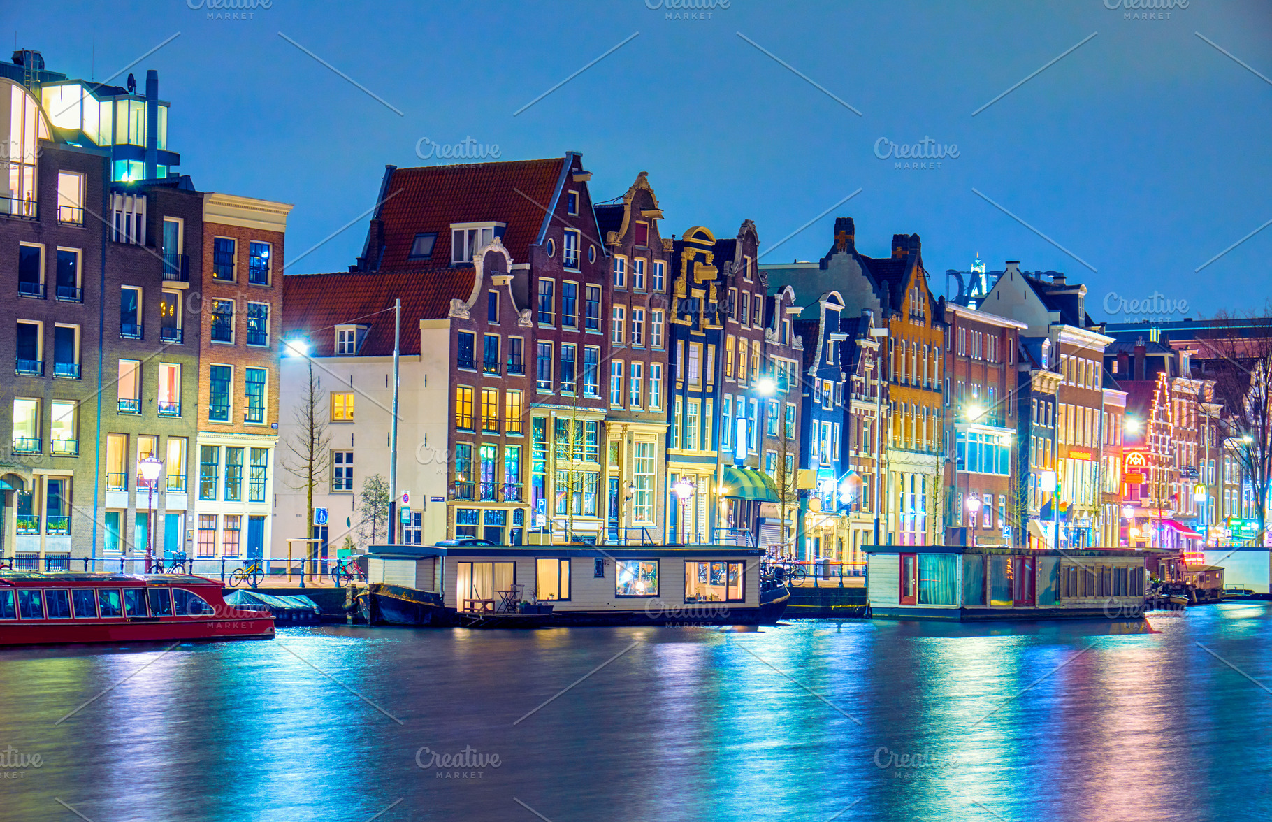 Amsterdam at night, the Netherlands., a Photo by badahos