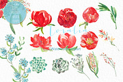 Coral Peonies.watercolor clipart, an Illustration by LABFcreations (Thumbnail 2 of 4)