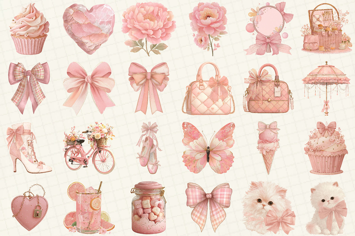 Pink Coquette Aesthetic Watercolor, an Illustration by DreamCafeArt (Photo 2 of 6)