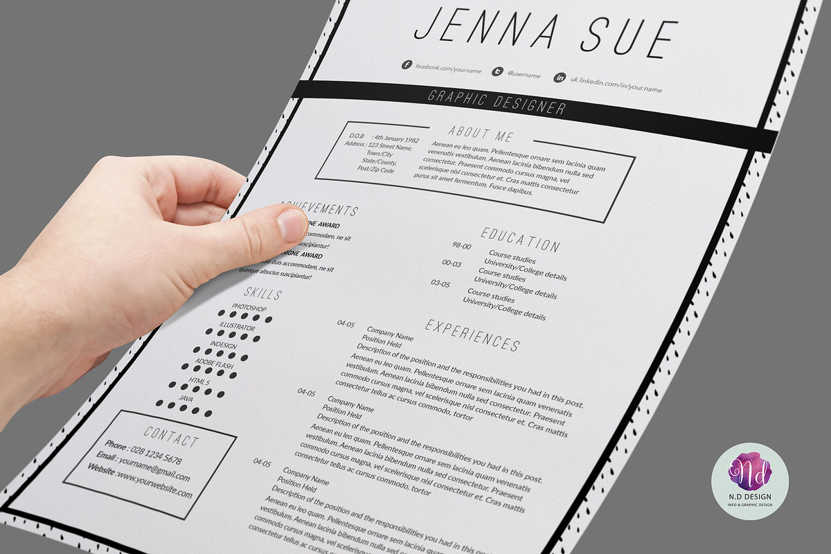 Modern , chic CV template, a Resume Template by Chic templates (Photo 5 of 5)