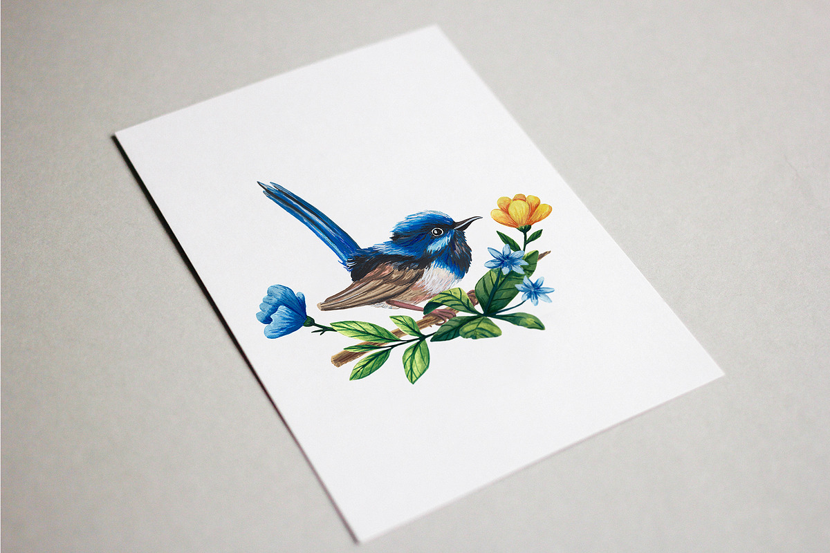 Forest Birds - Gouache Clipart Set, an Animal Illustration by Mashamashastu (Photo 10 of 11)