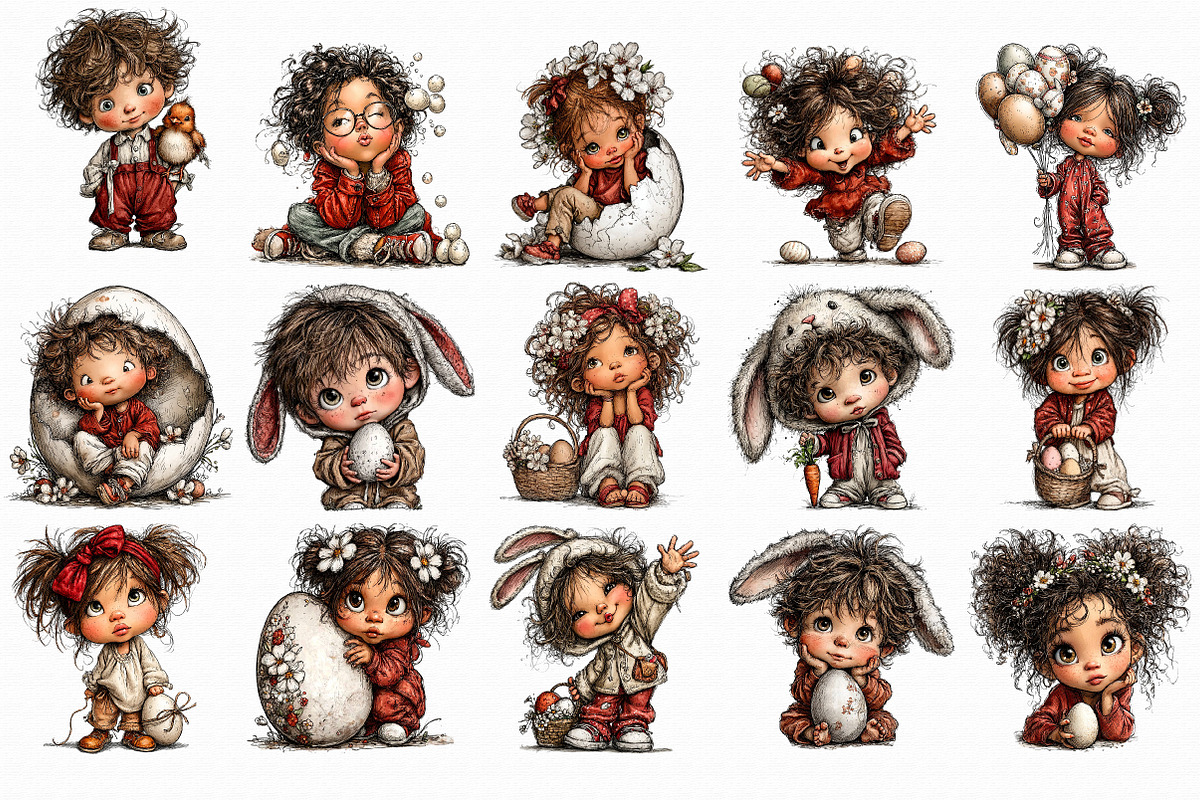 Easter Kids Clipart, an Illustration by Libby Wishes (Photo 4 of 6)