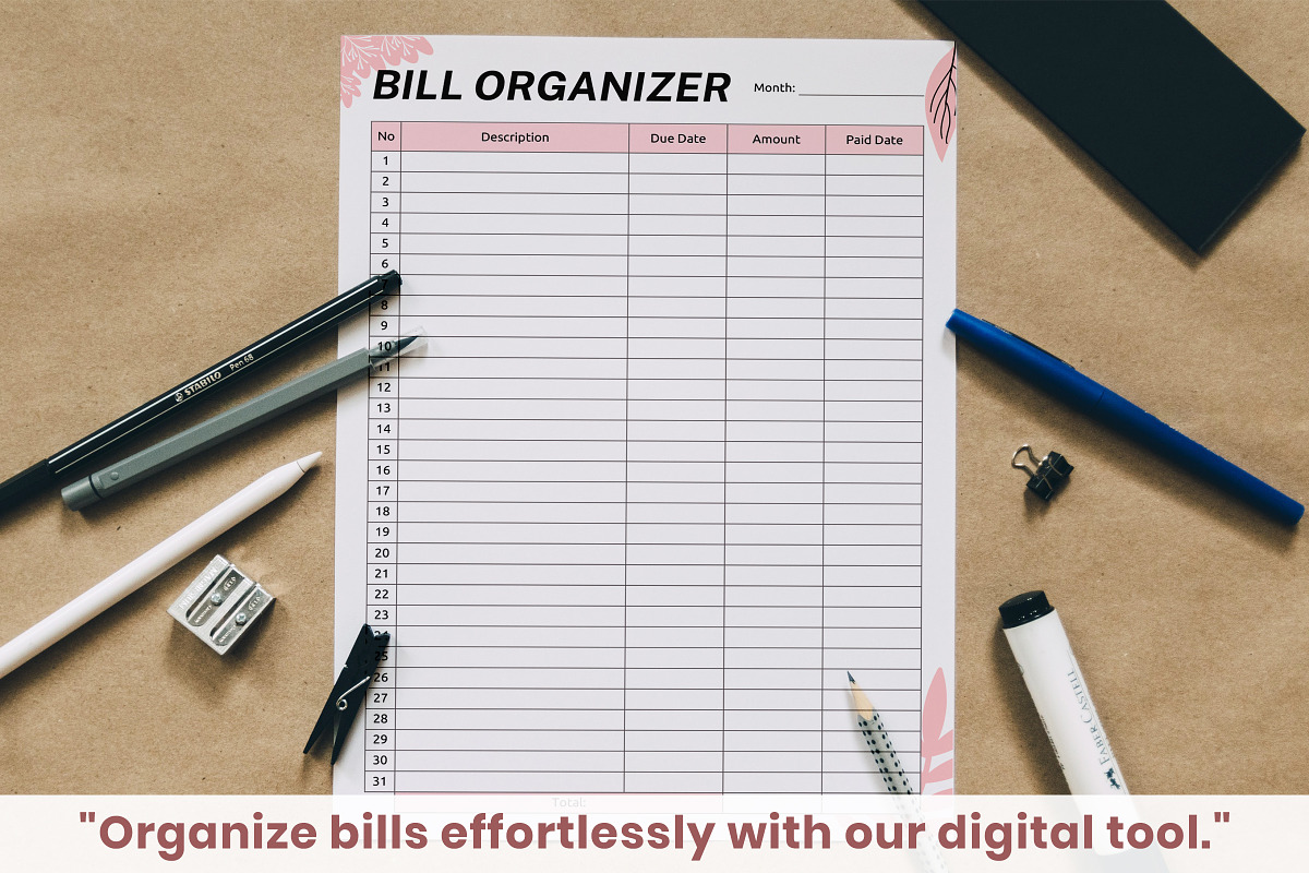Monthly Bill Organizer Template, a Print Template by Snapybiz (Photo 8 of 10)