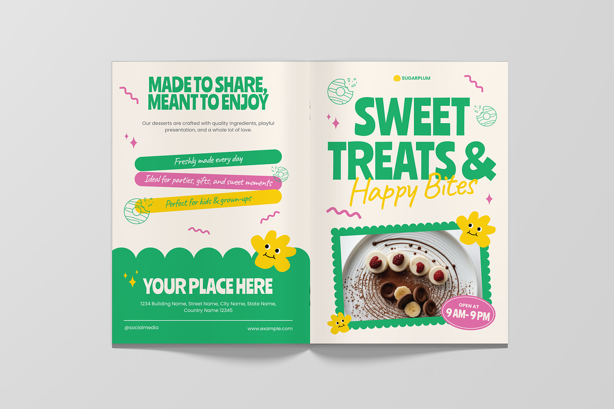 Playful Dessert Menu Bifold Brochure, a Brochure Template by Annora Studio (Photo 2 of 6)