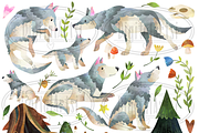 Watercolor Wolves Clipart, an Object Graphic by DigitalArtsi (Thumbnail 4 of 4)