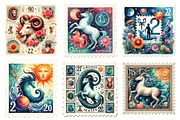 Zodiac Postage Stamps Clipart, an Illustration by SinaCreation (Thumbnail 3 of 5)