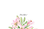 Pink lilies watercolor clipart set, an Illustration by OlDm_Shop (Thumbnail 10 of 10)