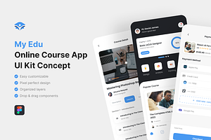 My Edu - Online Course App UI Kit, an UI Kit Template by iDoodle Studio
