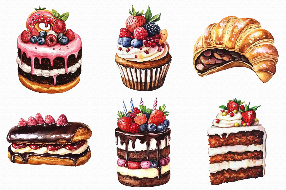 Watercolor Cake Clipart, an Illustration by Libby Wishes (Photo 4 of 5)