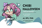 Chibi Halloween Mermaid Edition, an Illustration by vectstudio (Thumbnail 1 of 3)