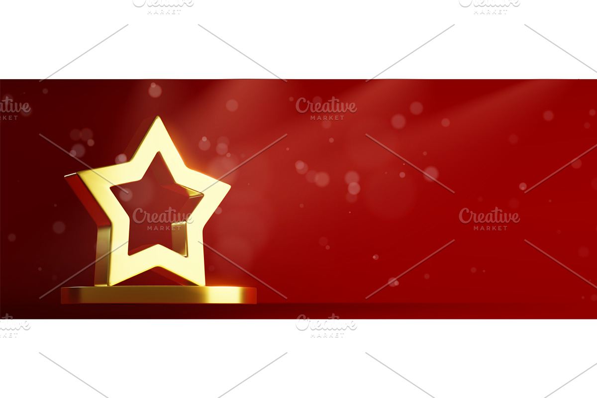 Gold 3d star award on circular base, an Illustration by art PVP - market
