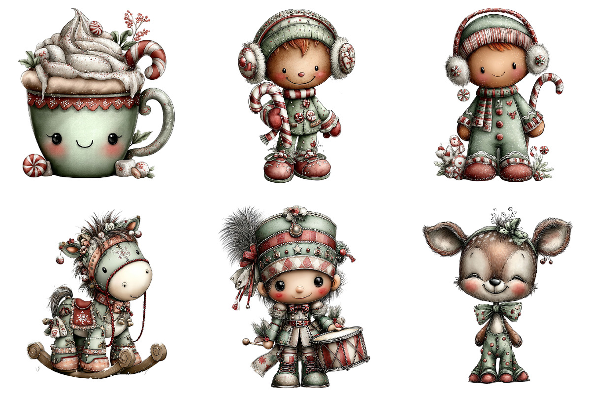 Whimsical Cute Christmas Clipart, an Illustration by DreamArtGraphic (Photo 3 of 5)
