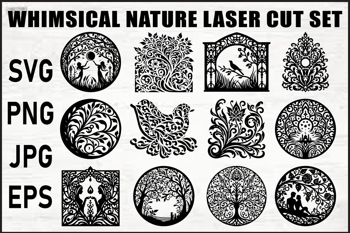 Fantasy Nature Laser Cut Set, an Object Graphic by jahid234 (Photo 1 of 13)