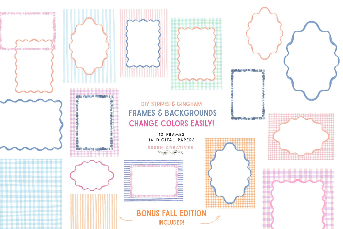ULTIMATE Stripes & Wavy Frame Bundle, a Background Graphic by Essem Creatives (Photo 1 of 9)