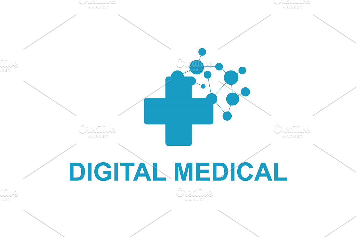 Digital medical cross logo concept, a Healthcare Illustration by LogosDen