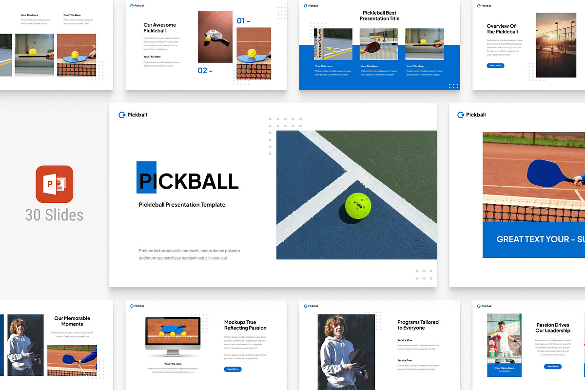 Blue Modern Pickleball Presentation, a Presentation Template by Eklip Studio (Photo 1 of 5)