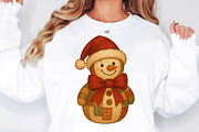 Patchwork Christmas Snowman PNG, an Illustration by Designworld (Thumbnail 2 of 5)