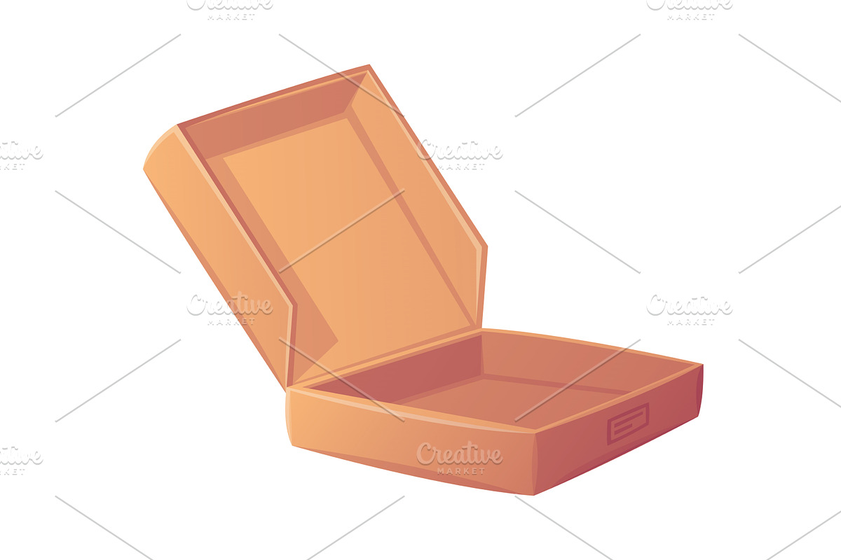 Pizza Open Cardboard Box as Paper, an Object Illustration by TopVectors