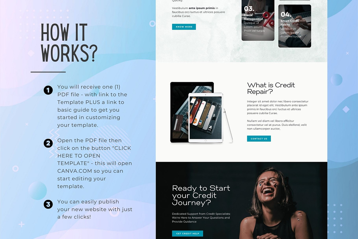 Credit Repair Canva Website Template, a Landing Page Template by Kromatic Design Studio (Photo 6 of 10)