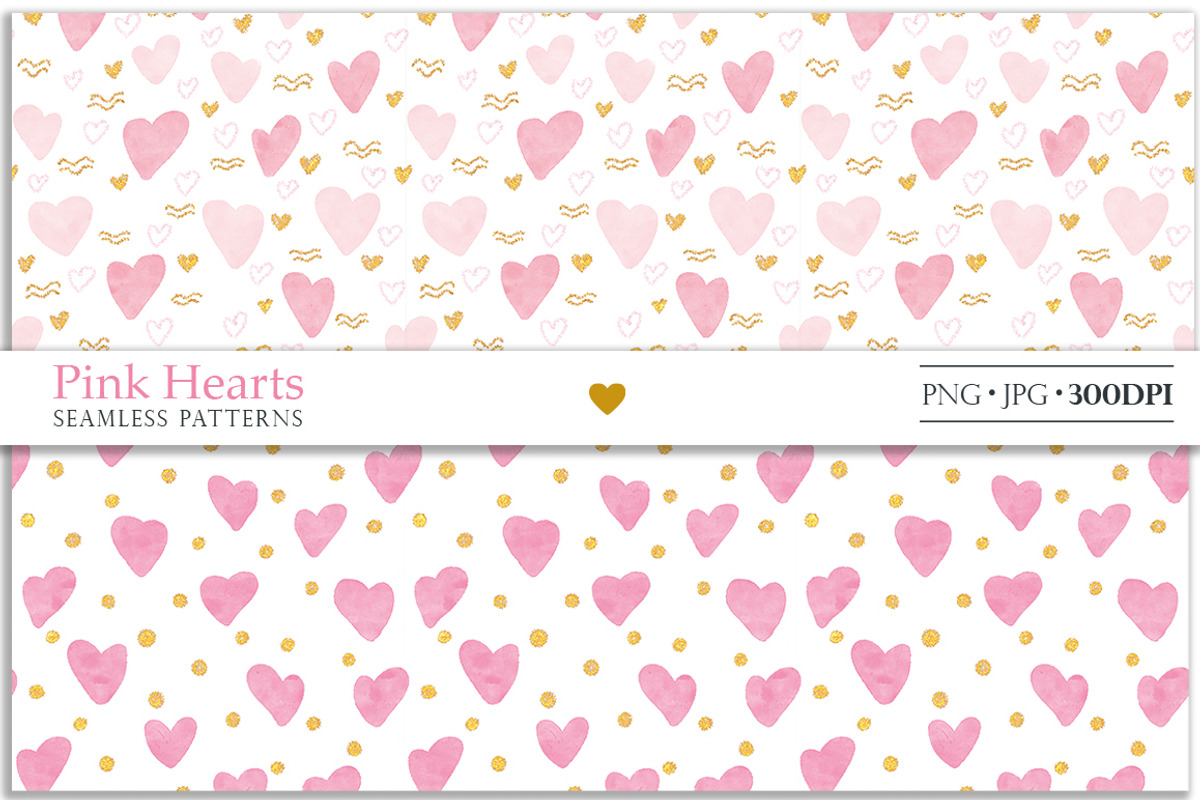 Pink hearts seamless patterns, a Pattern Graphic by Luba Vega (Photo 4 of 9)