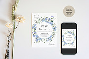 Blue Floral Wedding Invite Templates, an Invitation Template by Cottontail Paper Shop (Thumbnail 3 of 7)