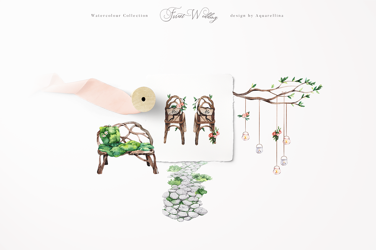 Forest Wedding Illustrations, a Decorative Illustration by Aquarellina (Photo 18 of 32)