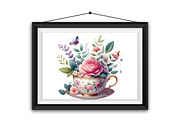 Watercolor Floral Tea Cup Clipart, a Graphic by Designking (Thumbnail 6 of 6)