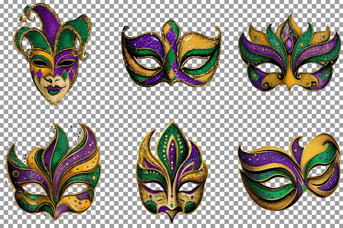 Watercolor Mardi Gras Mask Clipart, an Illustration by Sublimation Artist (Photo 4 of 6)