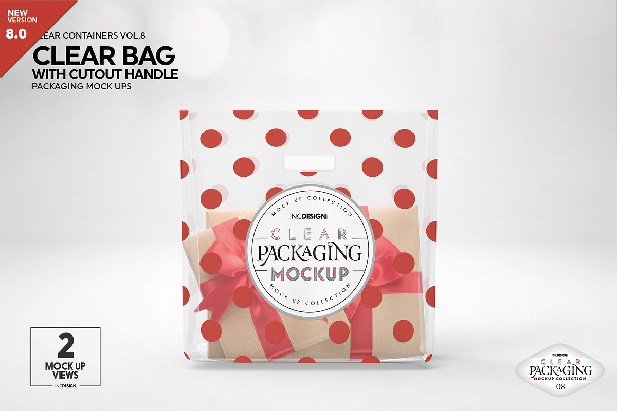 Clear Bag with Cutout Handles Mockup, a Packaging Mockup by INCDesign (Photo 1 of 10)