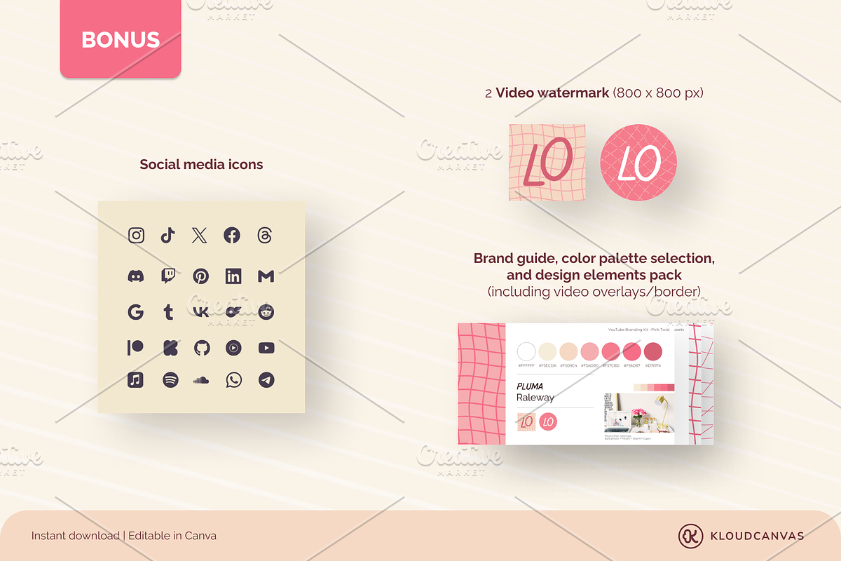 YouTube Branding Kit - Kawaii Pink, a Social Media Template by KloudCanvas (Photo 6 of 8)