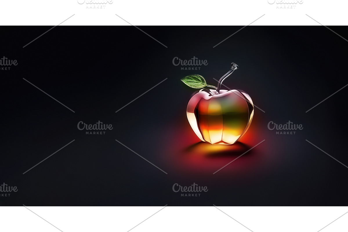 Glowing Multicolored Glass Apple, a Food Illustration by BazziBa♥