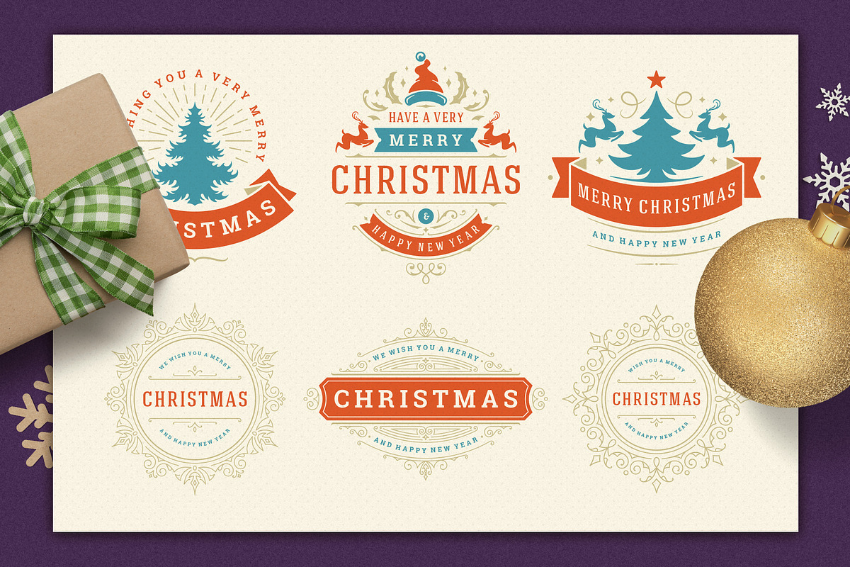 Christmas Retro Design Bundle, a Poster Template by Vasya Kobelev (Photo 6 of 11)
