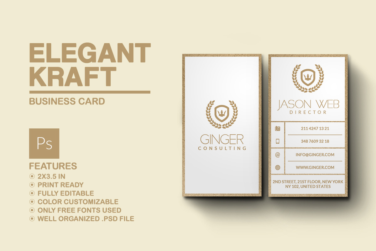 Elegant Kraft Business Card, a Business Card Template by Marvel (Photo 1 of 6)