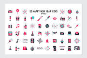 55 happy new year icons in 3 styles, an Outline Icon by LTNG STUDIO (Thumbnail 4 of 6)
