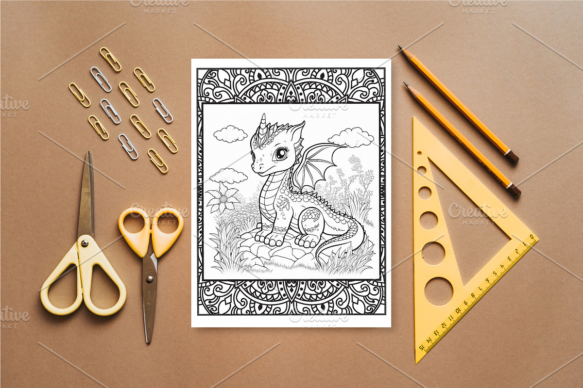 110 Cute Dragon Coloring Pages, an Animal Illustration by Blue Digital Studio (Photo 3 of 5)