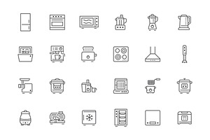 Kitchen Appliance Line Icons