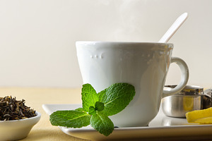 Macro teacup with mint and lemon white isolated background, a Food & Drink Photo by Davizro's Market