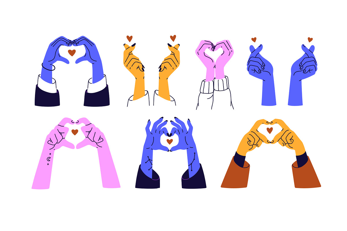 Hands making heart gesture set, a Person Illustration by Good Studio (Photo 6 of 10)