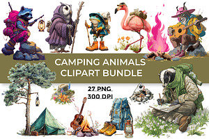 Camping Animals Clipart Bundle 27PNG