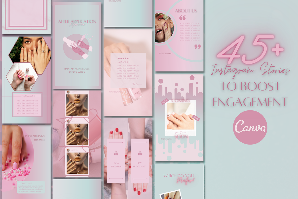 Nail Instagram Template Green & Pink, a Social Media Template by Faytemplates (Photo 4 of 10)