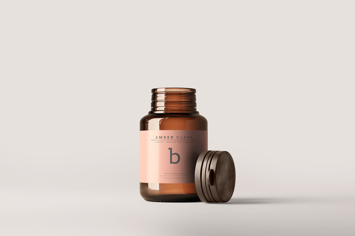Amber Glass Bottle Mockups, a Cups & Container Mockup by pmvch (Photo 11 of 20)
