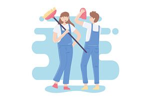 girl and boy wipe, a Person Illustration by studiogstock