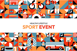 Sports poster with geometric pattern, a Sport Illustration by Vector Tradition