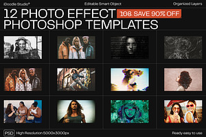 12 Photo Effect Templates, a Layer Style Add-On by iDoodle Studio