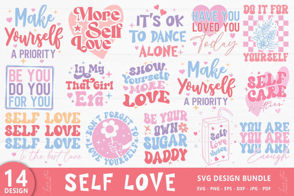 Self Love Quote SVG Bundle, an Object Graphic by FiveStarCrafting (Photo 1 of 15)