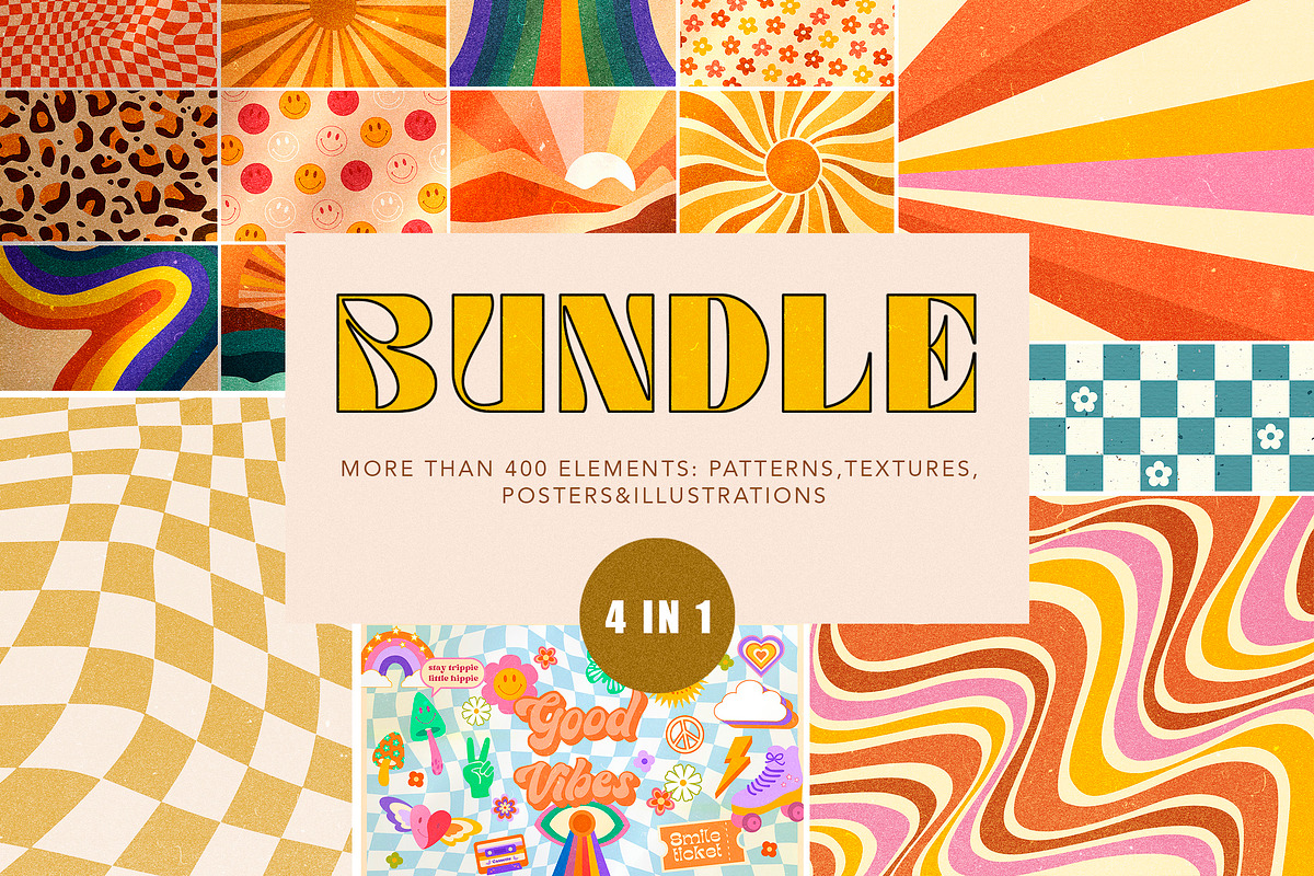 Retro Bundle 4 in 1, a Texture Graphic by NassyArt (Photo 1 of 24)