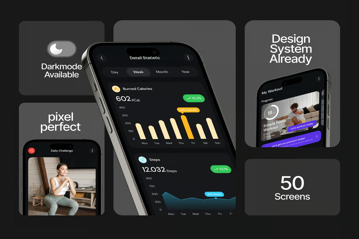 SuperFit Workout Fitness Mobile App, an UI Kit Template by Lumina_ui_ux202 (Photo 2 of 7)