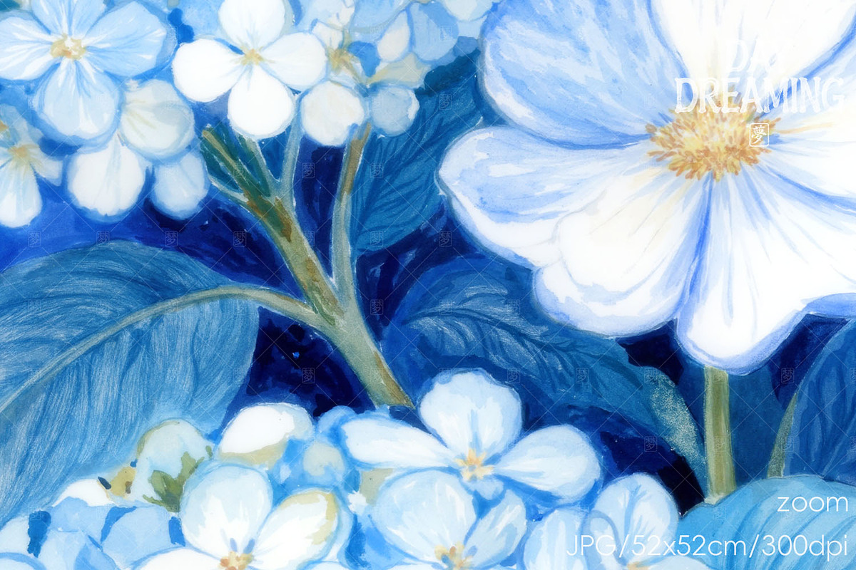 Serene Blue Hydrangea, a Decorative Illustration by yahu88studio (Photo 2 of 3)