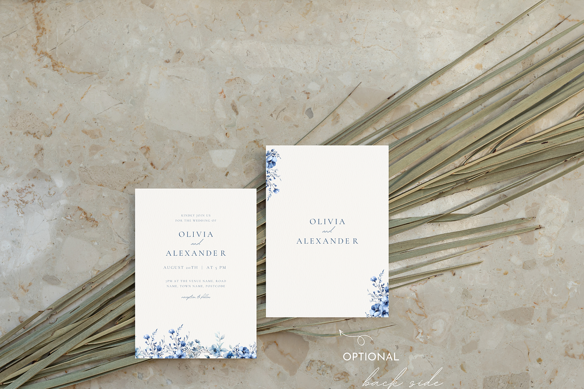 Dusty Blue Wedding Invitation, a Card Template by heynomi (Photo 4 of 13)